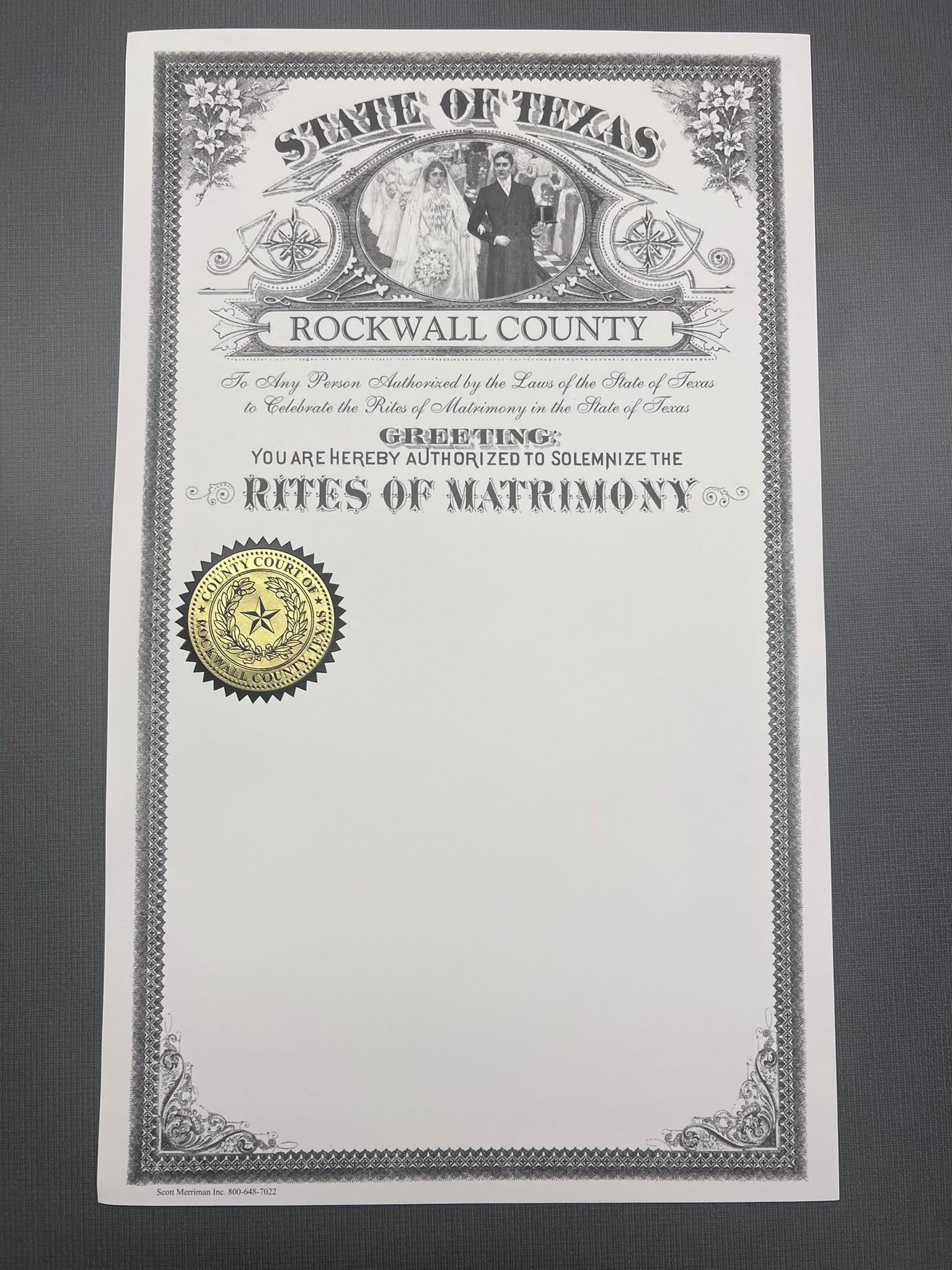Rockwall County Marriage Certificate